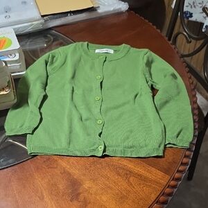 Green Cotton Cardigan Sweater